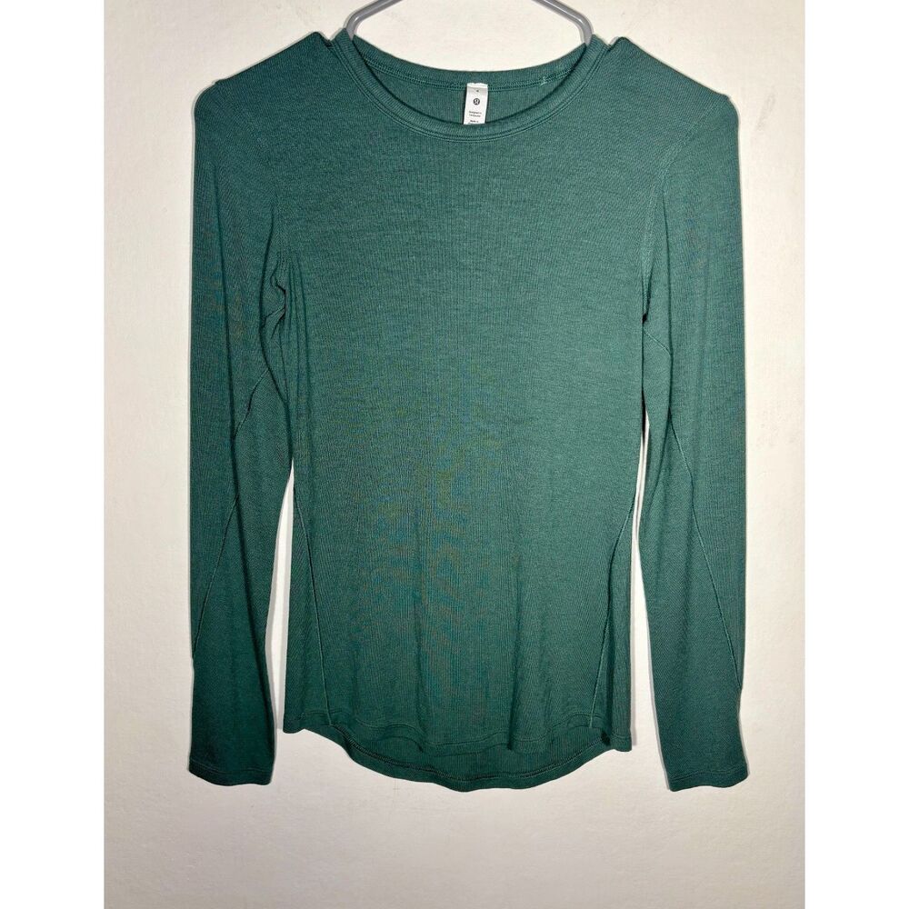 Lululemon Hold Tight Long Sleeve Shirt Womens Size 4 Green Modal Stretch Top
